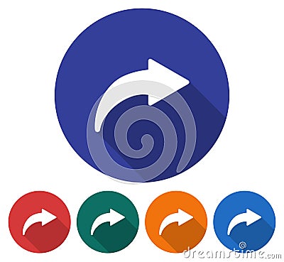 Round icon of right curved arrow Vector Illustration