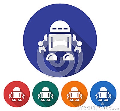 Round icon of robot Vector Illustration