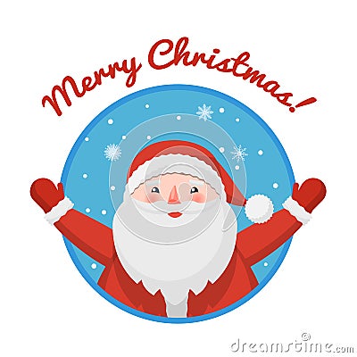 Round icon Santa Claus Vector Illustration