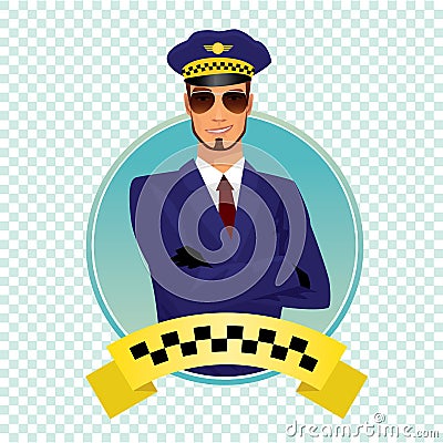 Round icon with stylish shaving taxi driver Vector Illustration