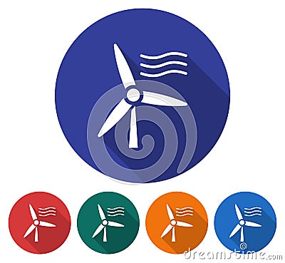Round icon of wind turbine Vector Illustration