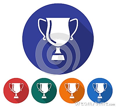 Round icon of winner trophy cup Vector Illustration