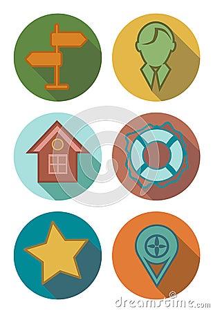 Round Icons in forest colors Vector Illustration