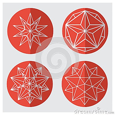 Round icons of geometric shapes Vector Illustration