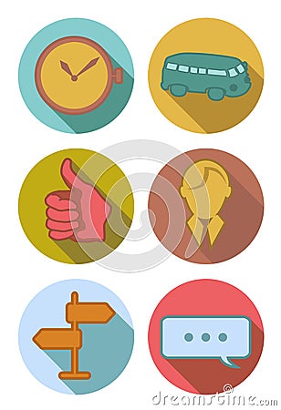 Round Icons in river colors Vector Illustration
