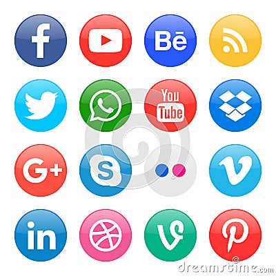 round icons for social media Vector Illustration