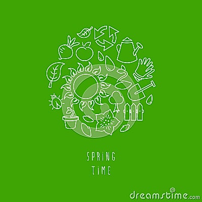 Round illustration gardening theme Vector Illustration