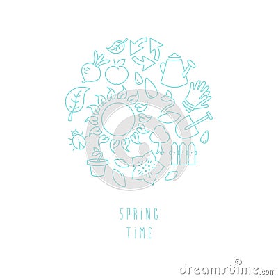 Round illustration gardening theme Vector Illustration