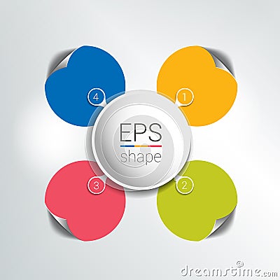 Round infographic 4 steps net flow chart. Diagram, graph, chart, flowchart, banner template. Vector Illustration