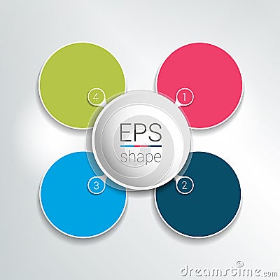 Round infographic 4 steps net flow chart. Diagram, graph, chart, flowchart, banner template. Vector Illustration
