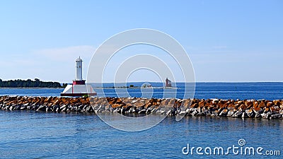 Round Island Lighthouse Stock Photo