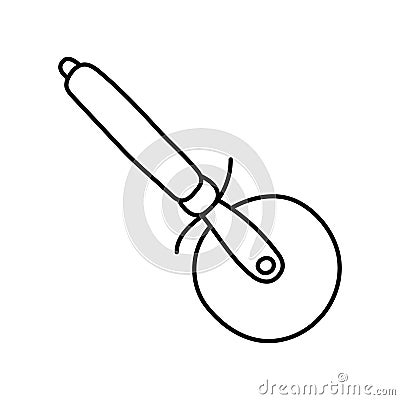 Round knife. Kitchenware sketch. Doodle line vector kitchen utensil and tool. Cutlery Vector Illustration