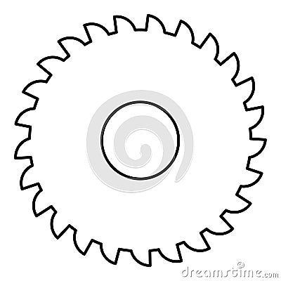 Round knife millstone circular saw disc contour outline line icon black color vector illustration image thin flat style Vector Illustration