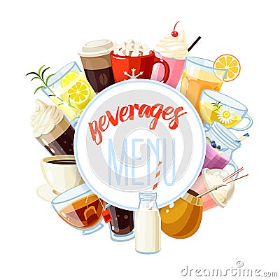 Round label with non-alcoholic beverages Vector Illustration