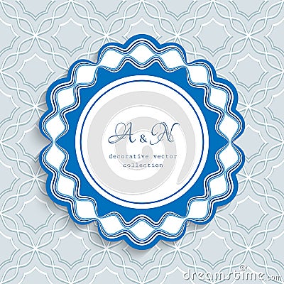 Round label with wavy border ornament Vector Illustration