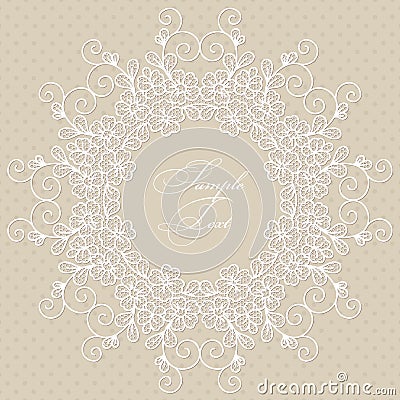 Round lace card Vector Illustration
