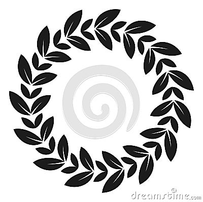 Round laurel foliage frame. Retro badge template Vector Illustration