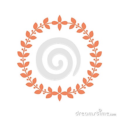 Round Laurel frame. Circle wreath border with leaf. Vector illustration. Vector Illustration