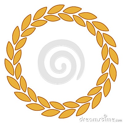 Round laurel leaves frame. Golden circular wreath Vector Illustration