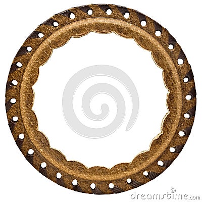 Round leather frame Stock Photo