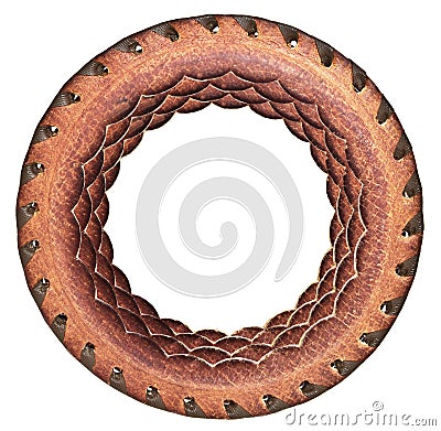 Round leather frame Stock Photo