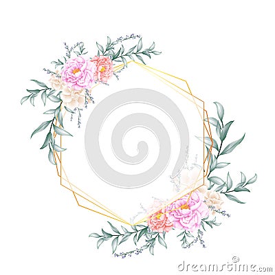 Round Leaves Golden Frame. Save the Date, Wedding Invitation Multipurpose Cards Vector Illustration