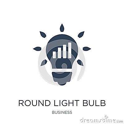 round light bulb icon in trendy design style. round light bulb icon isolated on white background. round light bulb vector icon Vector Illustration