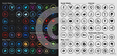 round social media icons Vector Illustration