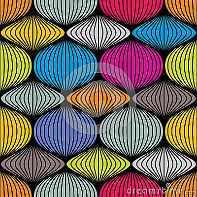 Round lines seamless pattern. Vector Illustration