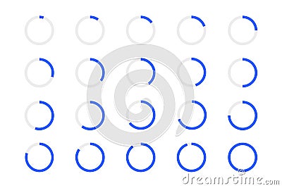 Round loading bars. Progress, waiting or download symbols set. Infographic animation elements for website interface Vector Illustration