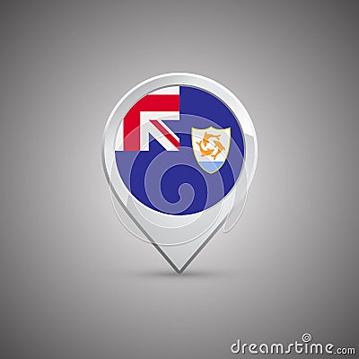 Round location pin with flag of Anguilla Stock Photo