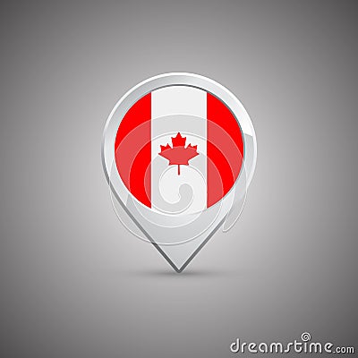 Round location pin with flag of Canada Stock Photo