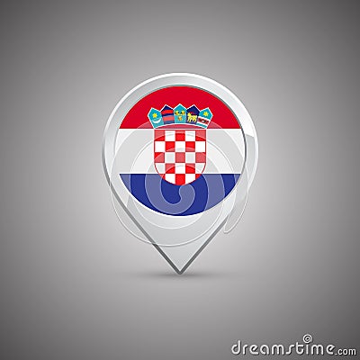 Round location pin with flag of Croatia Stock Photo