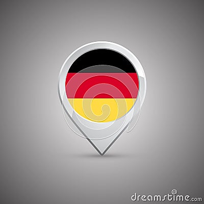 Round location pin with flag of Germany Stock Photo
