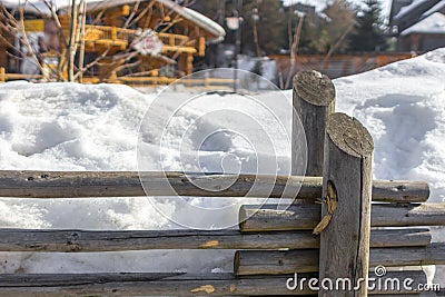 Round Log Fencing Stock Photo