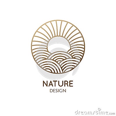 Round logo sunny sea Vector Illustration