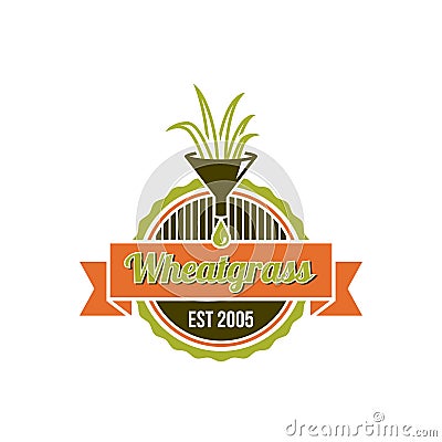 Round logo wheat grass juice Vector Illustration