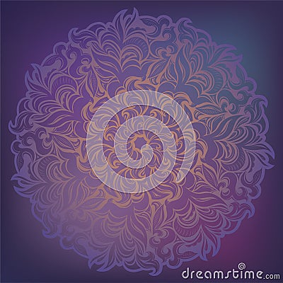 Round mandala on dreamy gradient background Vector Illustration