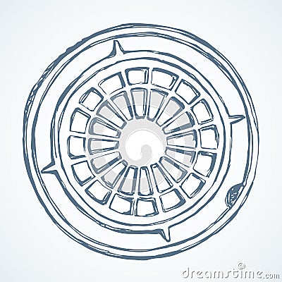 Round manhole cover. Vector drawing Vector Illustration