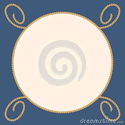 Round marine ropes frame for text Vector Illustration