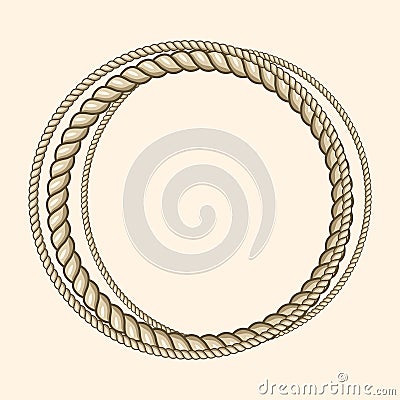 Round marine ropes frame for text Vector Illustration
