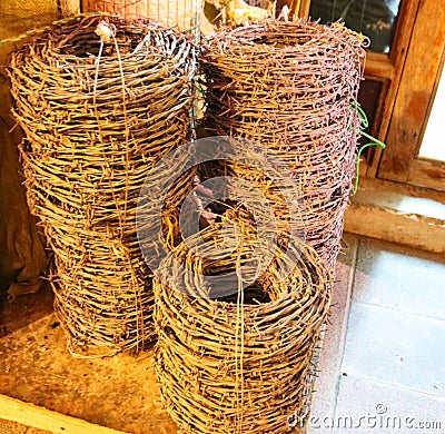 Round matel fence outside Stock Photo