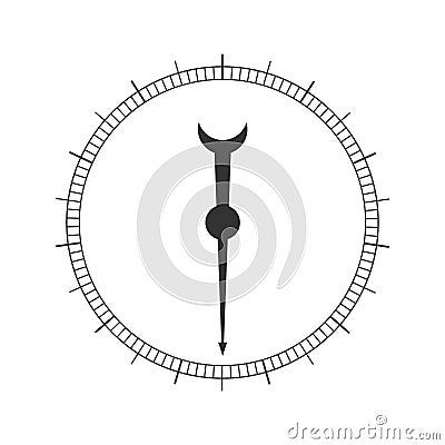 Round measuring scale with arrow. 360 degree template of barometer, compass, protractor, circular ruler tool template Vector Illustration