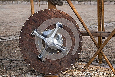 Round medieval shield Stock Photo