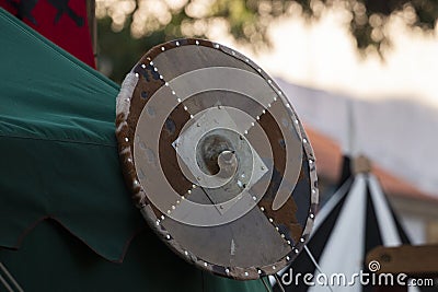Round medieval shield Stock Photo