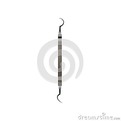 Round metal dental scalers, dentist hand tool Vector Illustration