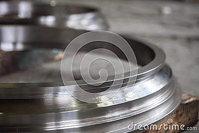 round metal parts metal blank close up Stock Photo