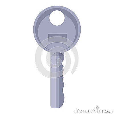 Round metal retro door key icon, cartoon style Vector Illustration