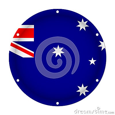 Round metallic flag of Australia with holes Vector Illustration