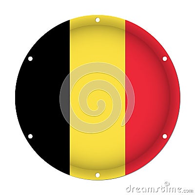 Round metallic flag of Belgium with holes Vector Illustration